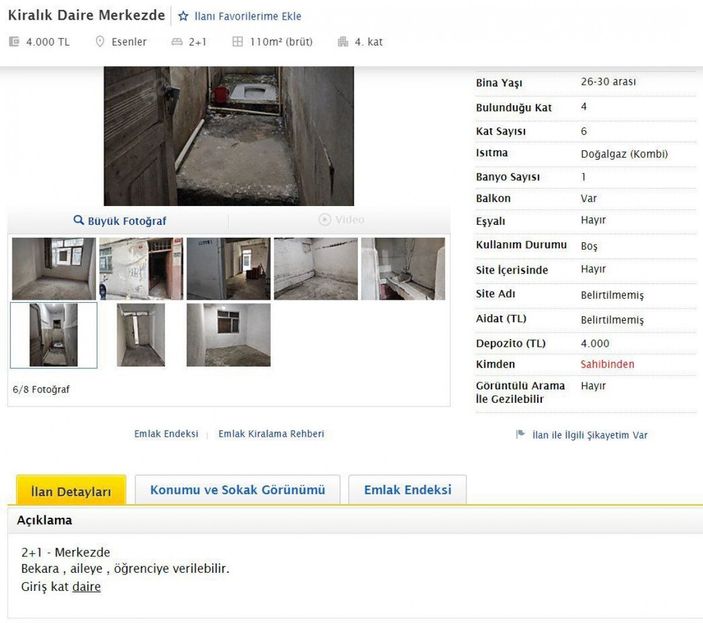 Esenler'de 4 bin liraya harabe daireyi kiraya vermek istedi