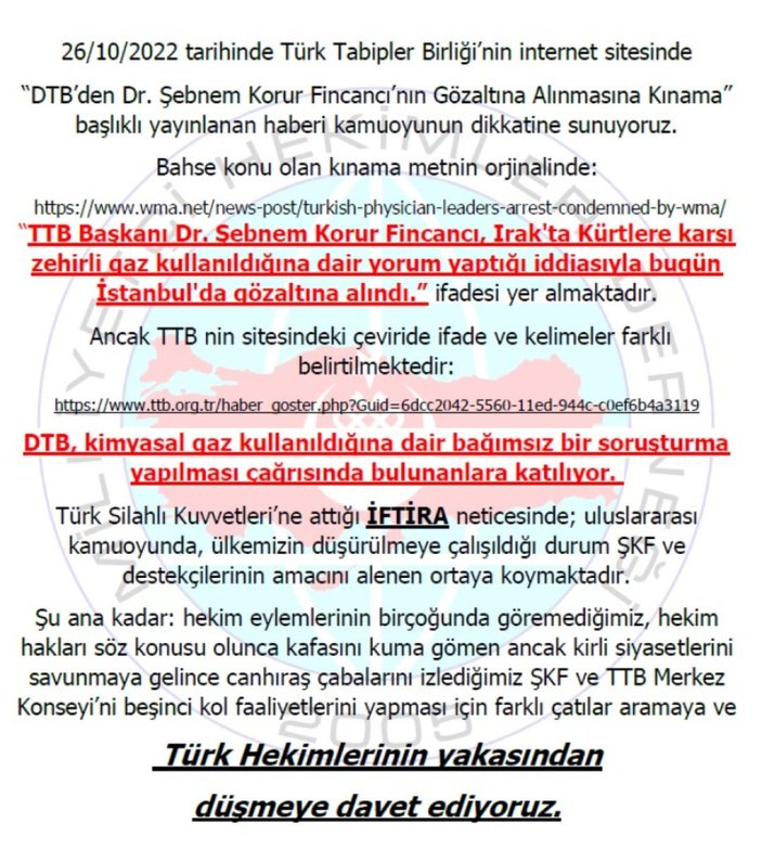 Milliyetçi Hekimler Derneği'nden TTB'ye: Türk Hekimlerinin yakasından düşün artık