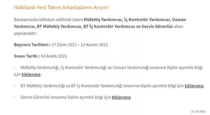 HALKBANK PERSONEL ALIMI: Halbank personel alım şartları nelerdir?