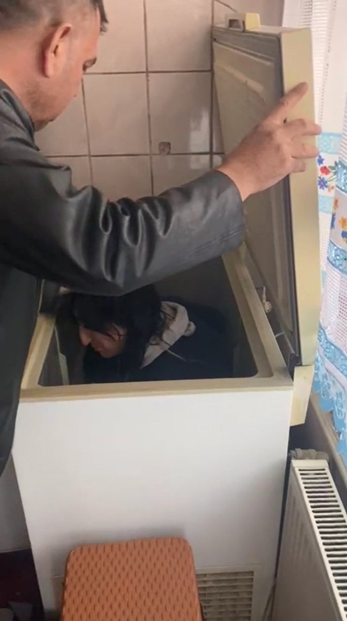 Kayseri'de 3 yıl hapisle aranan kadın dondurucudan çıktı