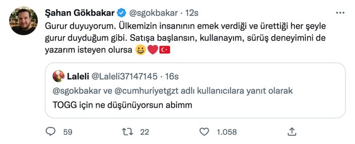 Şahan Gökbakar'ın TOGG sorusuna verdiği cevap gündem oldu! 'Gurur duyuyorum..'