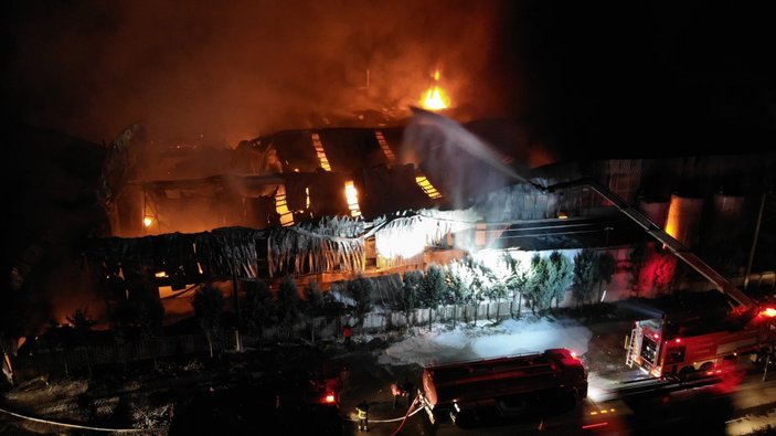 Sakarya'da sünger fabrikasında yangın çıktı