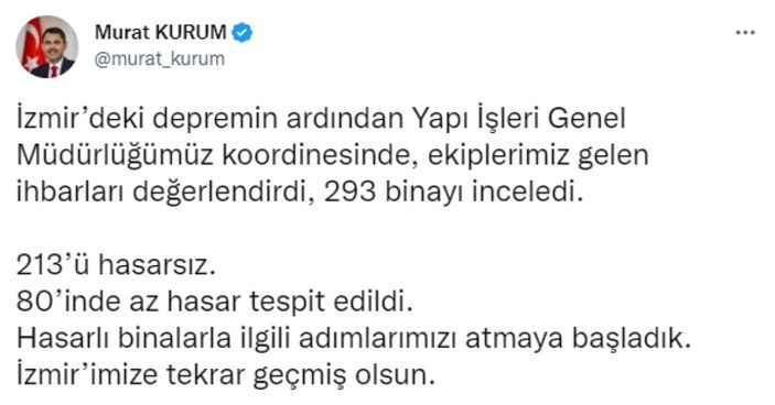 İzmir depremindeki hasarlı binalar için çalışmalar başladı