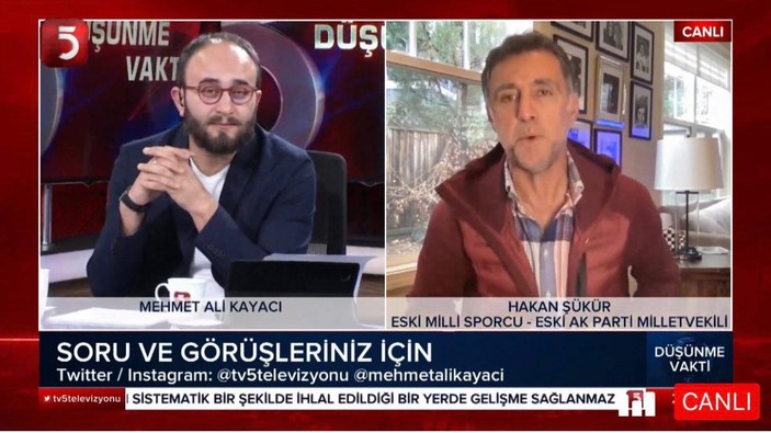 FETÖ firarisi Hakan Şükür, TV5 yayınına katıldı