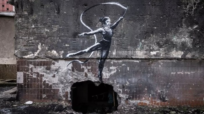 Banksy, çizimiyle Ukrayna'da ortaya çıktı
