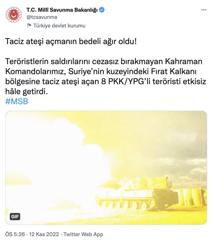 Fırat Kalkanı bölgesinde 8 terörist öldürüldü