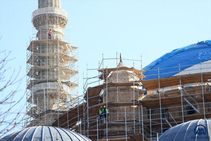 Selimiye Camisi'nde restorasyon sürüyor