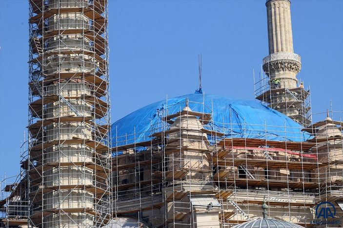 Selimiye Camisi'nde restorasyon sürüyor
