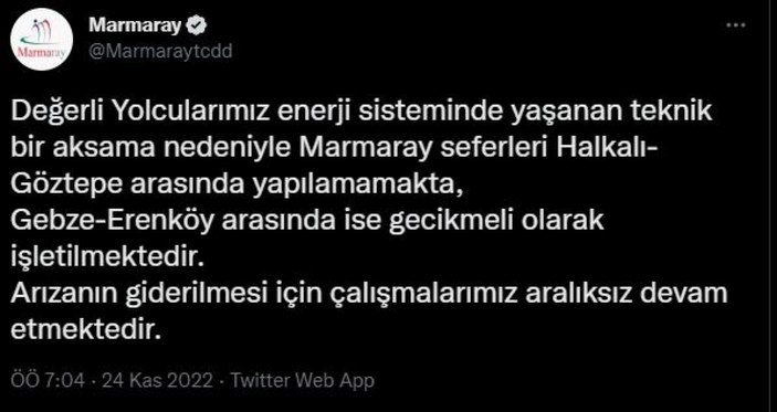 Marmaray arızalı mı, neden arıza yaptı? Ne zaman düzelecek? Ulaştırma Bakanlığı'ndan açıklama geldi!