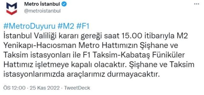 Taksim-Şişhane metro durağı kapalı mı, neden? Ne zaman açılacak?