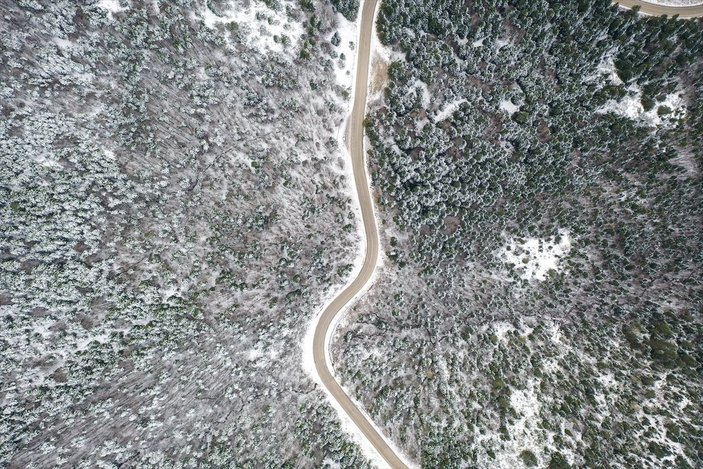 Uludağ'ın kıvrımlı yollarında yeşil ve beyaz manzara