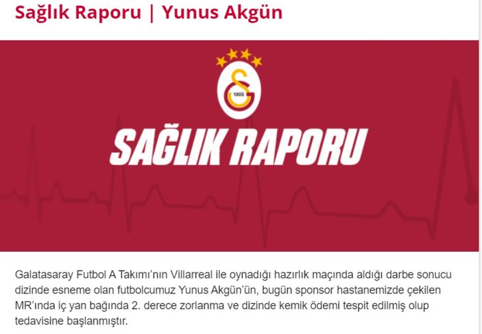 Galatasaray'dan Yunus Akgün için sakatlık açıklaması