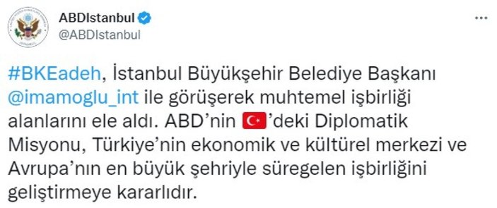 Ekrem İmamoğlu, ABD'nin İstanbul Başkonsolosu Julie Eadeh ile görüştü