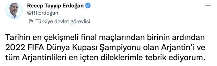 Cumhurbaşkanı Erdoğan, Dünya Kupası finalini izledi