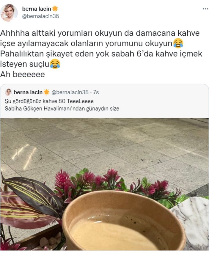 Berna Laçin'in kahve paylaşımı olay oldu