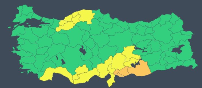 Meteoroloji'den 18 ile sarı ve turuncu uyarı