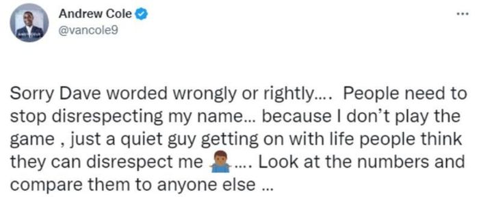 Andy Cole, Darwin Nunez ile karşılaştırılmaktan rahatsız