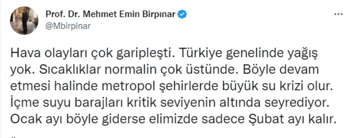 Mehmet Emin Birpınar: Hava olayları çok garipleşti