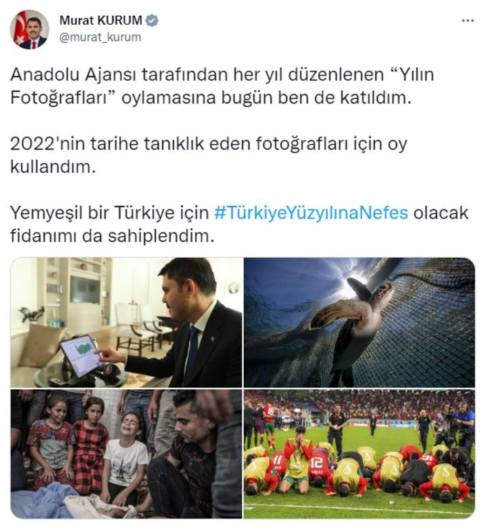 Murat Kurum yılın fotoğrafları oylamasına katıldı