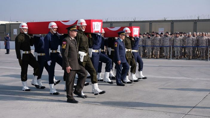 Konya'da kazada şehit olan 2 asker için uğurlama töreni