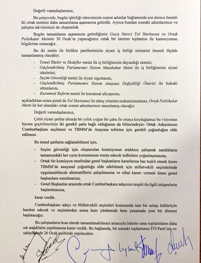 6'lı masa toplantısı sonrası yazılı açıklama