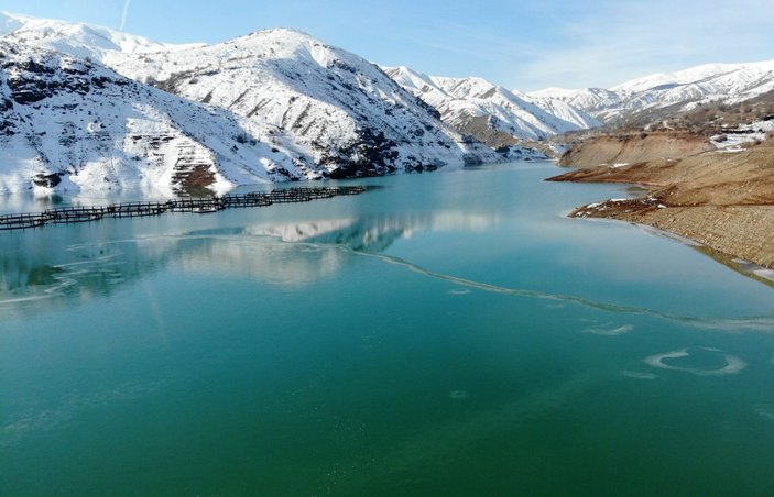 Göyne Sulama Barajı buz tuttu