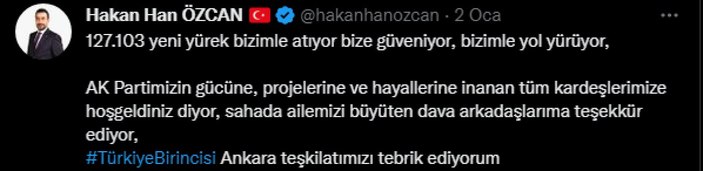 Hakan Han Özcan: Türkiye birincisi teşkilatımızı tebrik ediyorum