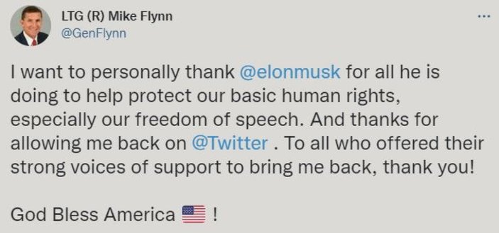 Twitter, Michael Flynn'in hesabını yeniden açtı