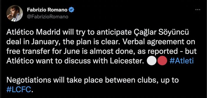 Çağlar Söyüncü'nün Atletico Madrid'e transferinde sona gelindi