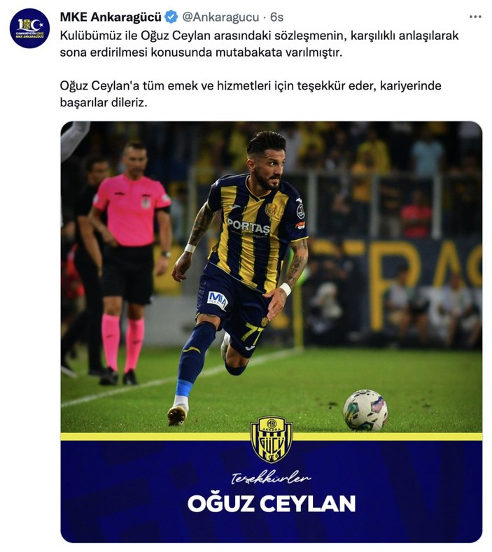 Ankaragücü, Oğuz Ceylan ile yollarını ayırdı