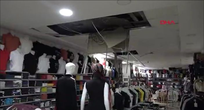 Antalya'da fırtına, mağaza camlarını patlattı