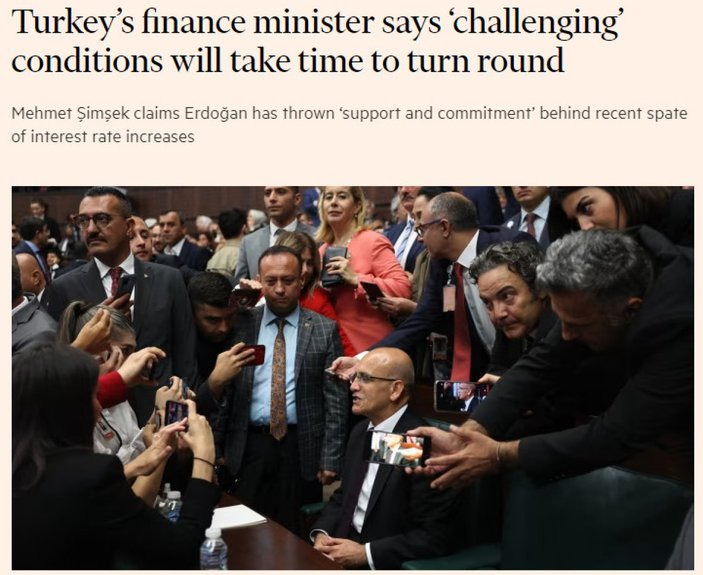 Hazine ve Maliye Bakanı Şimşek, Türkiye ekonomisindeki son durumu Financial Times'a anlattı.