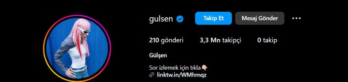 Gülşen'in kimseyi takip etmediği görüldü