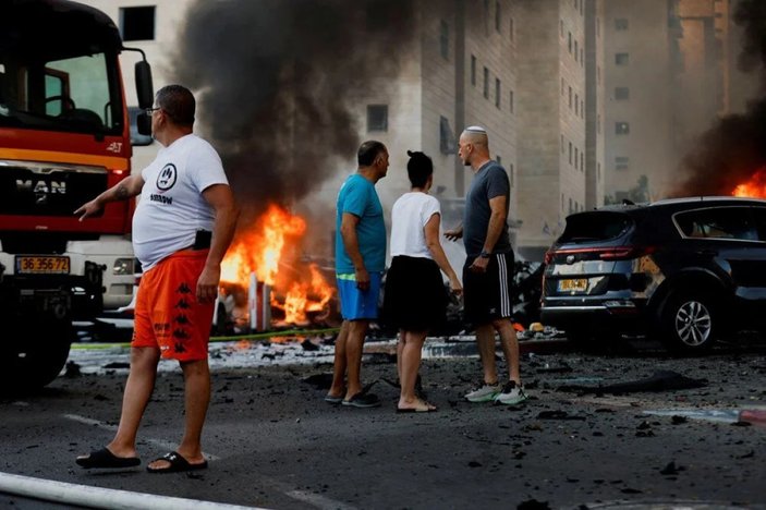 Hamas güçlerinin şehre sızmasından sonra çekilen kare