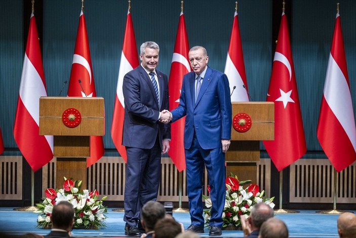 Avusturya Başbakanı Karl Nehammer ve Cumhurbaşkanı Recep Tayyip Erdoğan