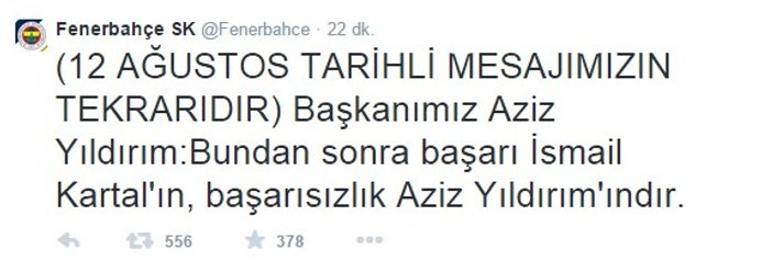 Fenerbahçe'den kaldırılan tweet açıklaması