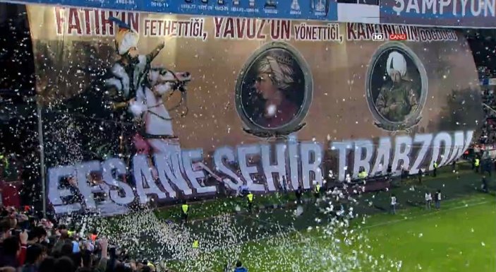 Trabzonspor taraftarından hatalı Osmanlı pankartı