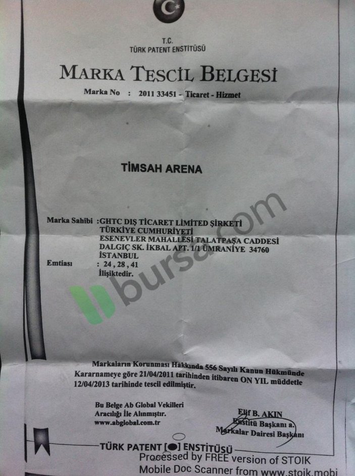 Bursaspor'a Timsah Arena ismi için kötü haber