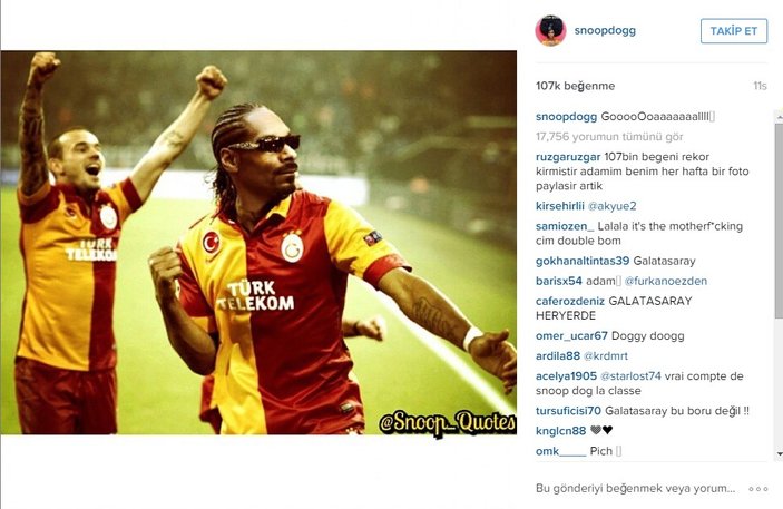 Snoop Dogg'un Galatasaray paylaşımı