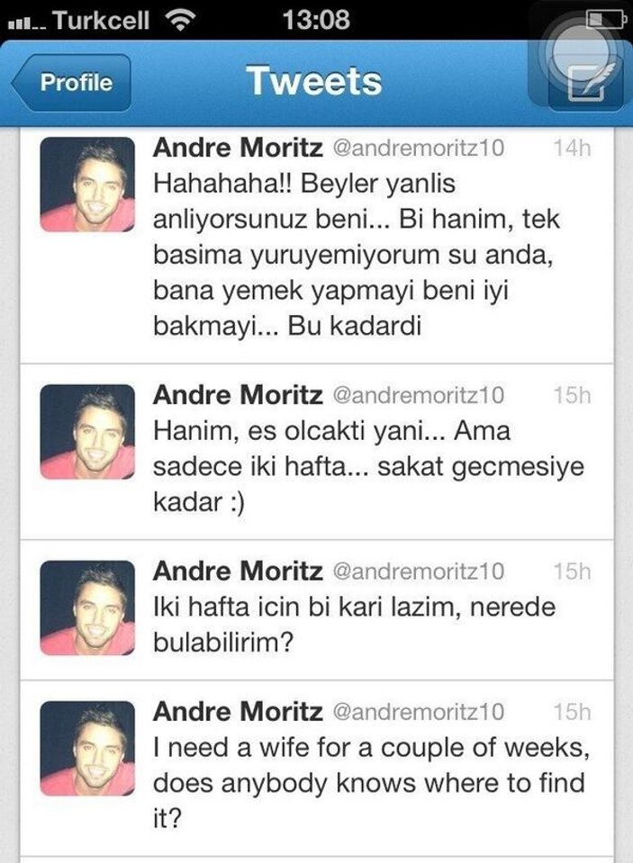Andre Moritz'den güldüren tweet