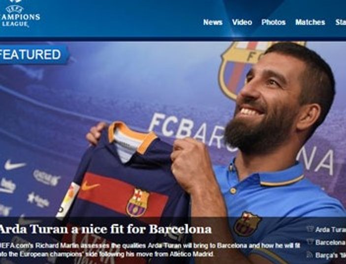 UEFA, Arda'yı manşete taşıdı