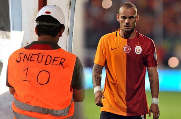 Sneijder inşaat işçisi hayranıyla buluştu