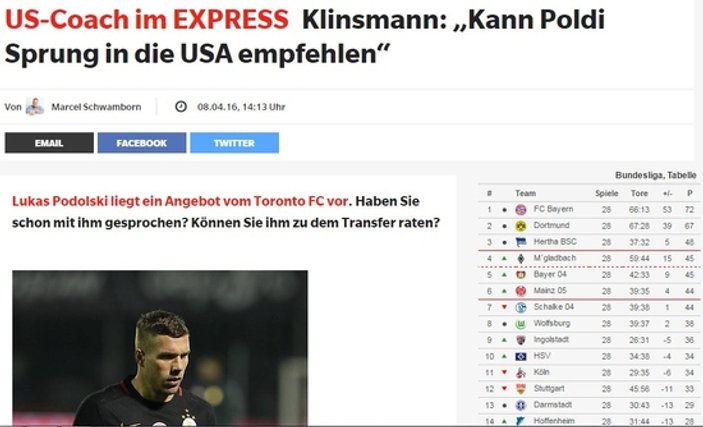 Jürgen Klinsmann Podolski'yi Amerika'ya çağırdı