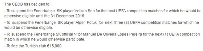 UEFA'dan Volkan Şen'e tarihi ceza