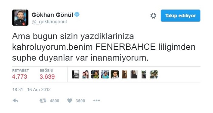 Gökhan Gönül'ün attığı tweet konuşuluyor