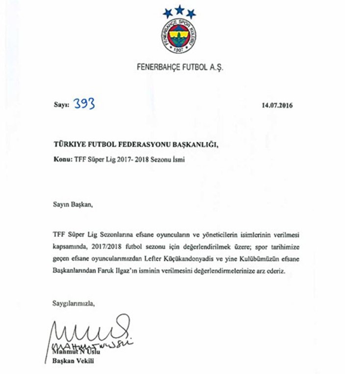 Fenerbahçe'den TFF'ye talep
