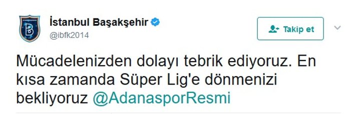 Başakşehir'den Beşiktaş'a şampiyonluk mesajı