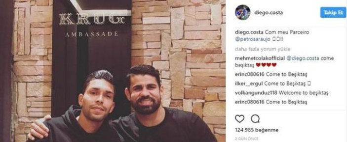 Diego Costa Beşiktaş taraftarını heyecanlandırdı