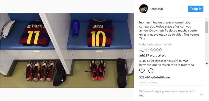 Messi Neymar'a veda etti