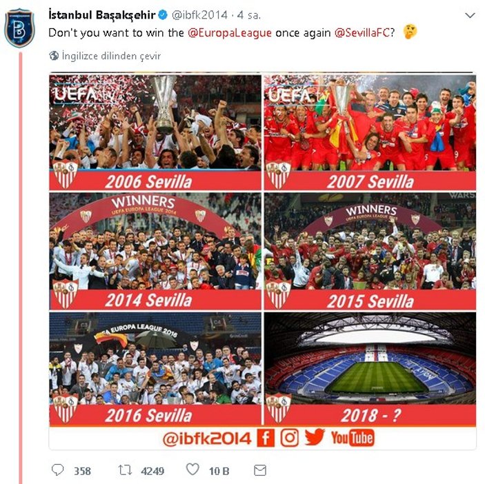 Başakşehir ile Sevilla mücadelesi sosyal medyada